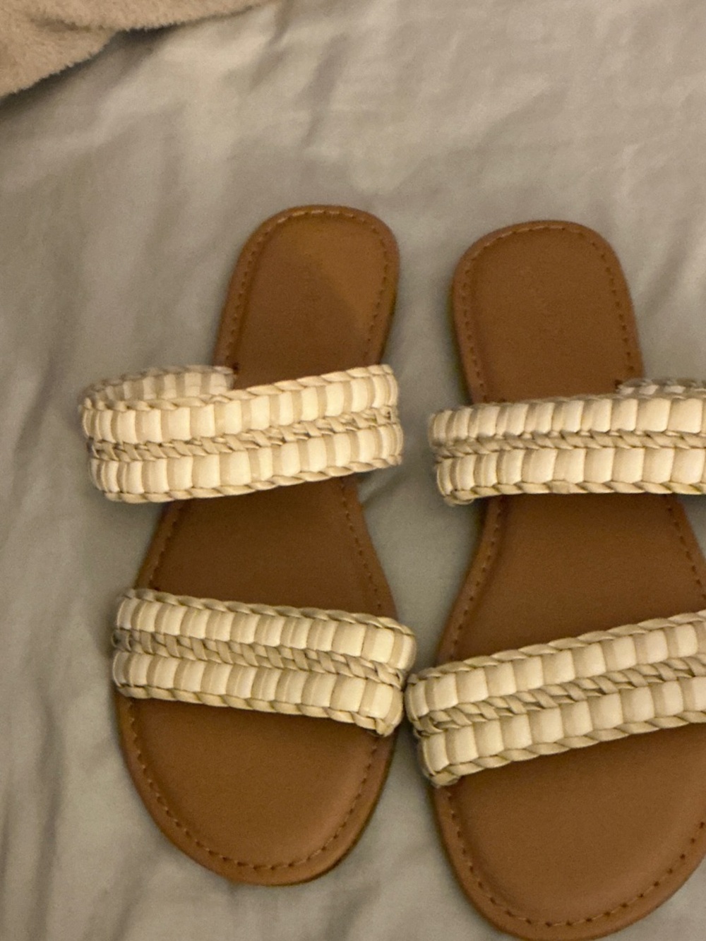 Universal Thread Braided Ivory Double-Strap Slide Sandals